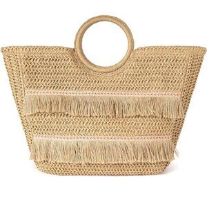 Beach Tote Bag Hand Woven Bags, lFibre Boho Purse, Top Handle Hobo Handbag,